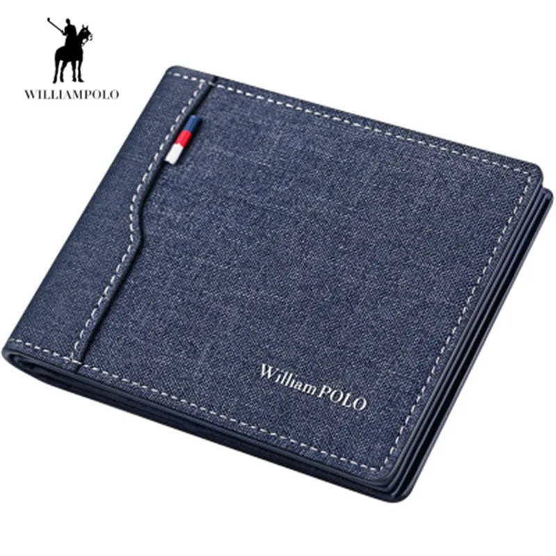 

WILLIAMPOLO Men's Wallets Small wallet Men Denim purse credit card Holder coin purse Leisure Driver License wallet wallet men