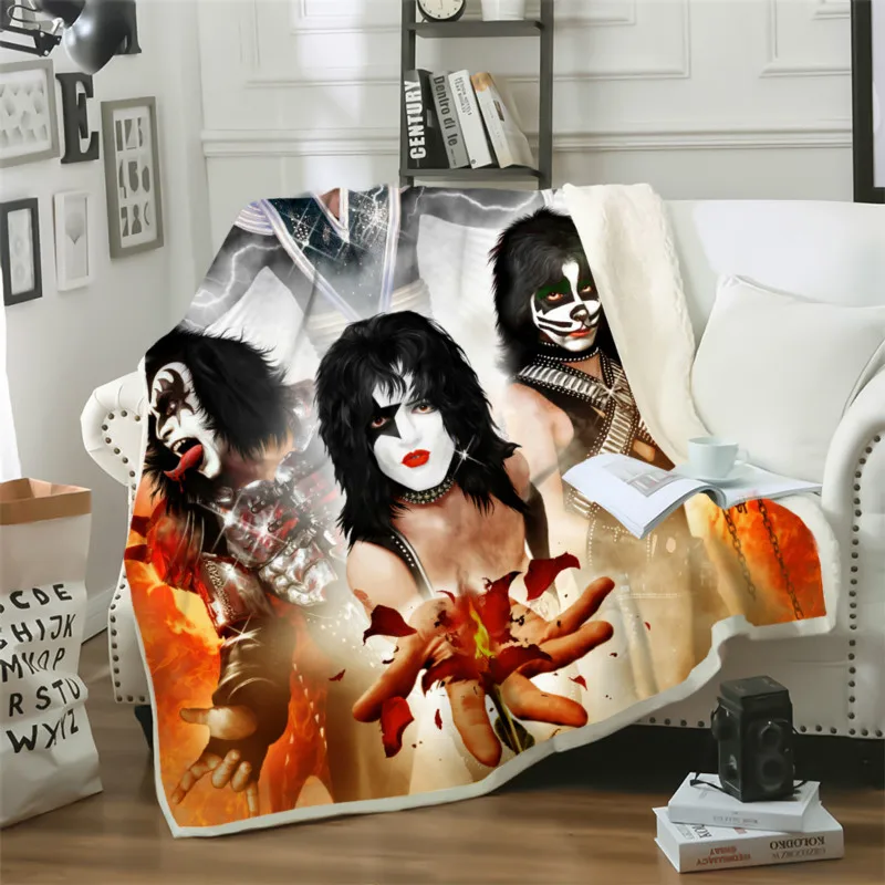 Модный диван для путешествий, молодежное постельное белье, плед s Rock Kiss Band, 3D принт, мультяшное одеяло s, покрывало для плюшевого одеяла, квилт для софы