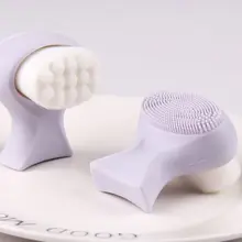 Новая двухсторонняя силиконовая щётка для очищения лица портативная 3D чистка лица Вибрационный массаж лица мойка продукта инструмент для ухода за кожей