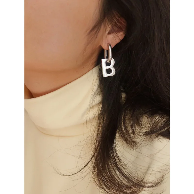 High Quality Letter B Drop Earrings for Women Men Trendy Elegant Korean Minimalist Gold Silver Color Statement Earrings Jewelry - Image 3