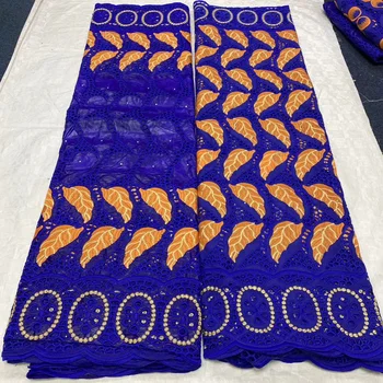 

(2.5+2.5yards/set) wonderful hollow out African bazin fabric plus Swiss cotton lace fabric with embroidery for party BZX035