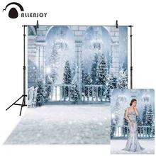Allenjoy фотография фон белый зимний балкон снег рождественская елка фон фотобудка для фотосессии на заказ с принтом