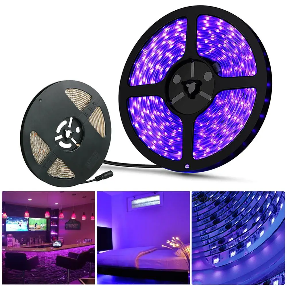 UV Ultraviolet 3528 SMD LED Strip Light 5M Waterproof Ribbon Purple Flexible Tape Lamp DC12V For DJ Fluorescence | Лампы и освещение