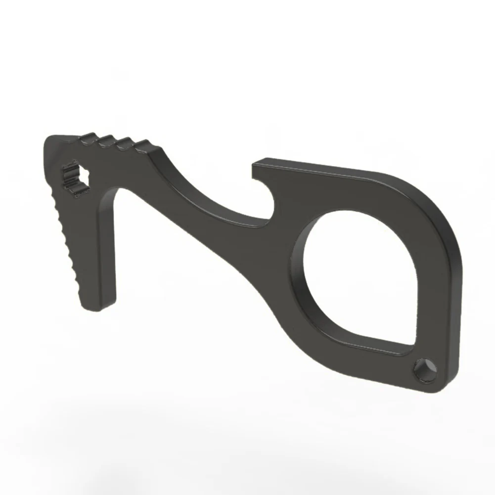 

Portable customizable Door Opener Safety Hand Protection Anti-bacterial Edc Stainless Steel Elevator Handle Key Bag Hook