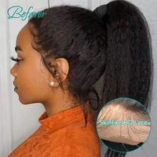 

Kinky Straight 360 HD Lace Frontal Wig Yaki 13x4 HD Lace Human Hair Front Wigs Pre Plucked with Baby Hair Brazilian 36 Inch Remy