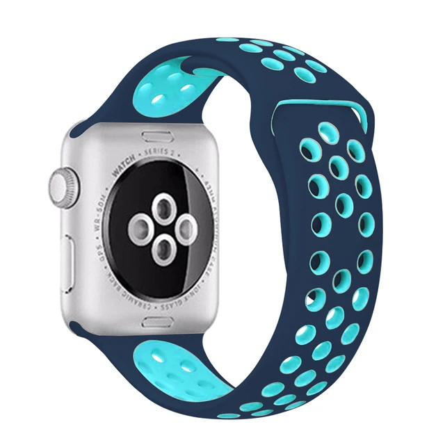 Strap for Apple watch series 7 45mm 41mm 38mm 40mm silicone watchband bracelet correa on smartwatch 6543 se 44mm 42m accessories Deep blue sky blue