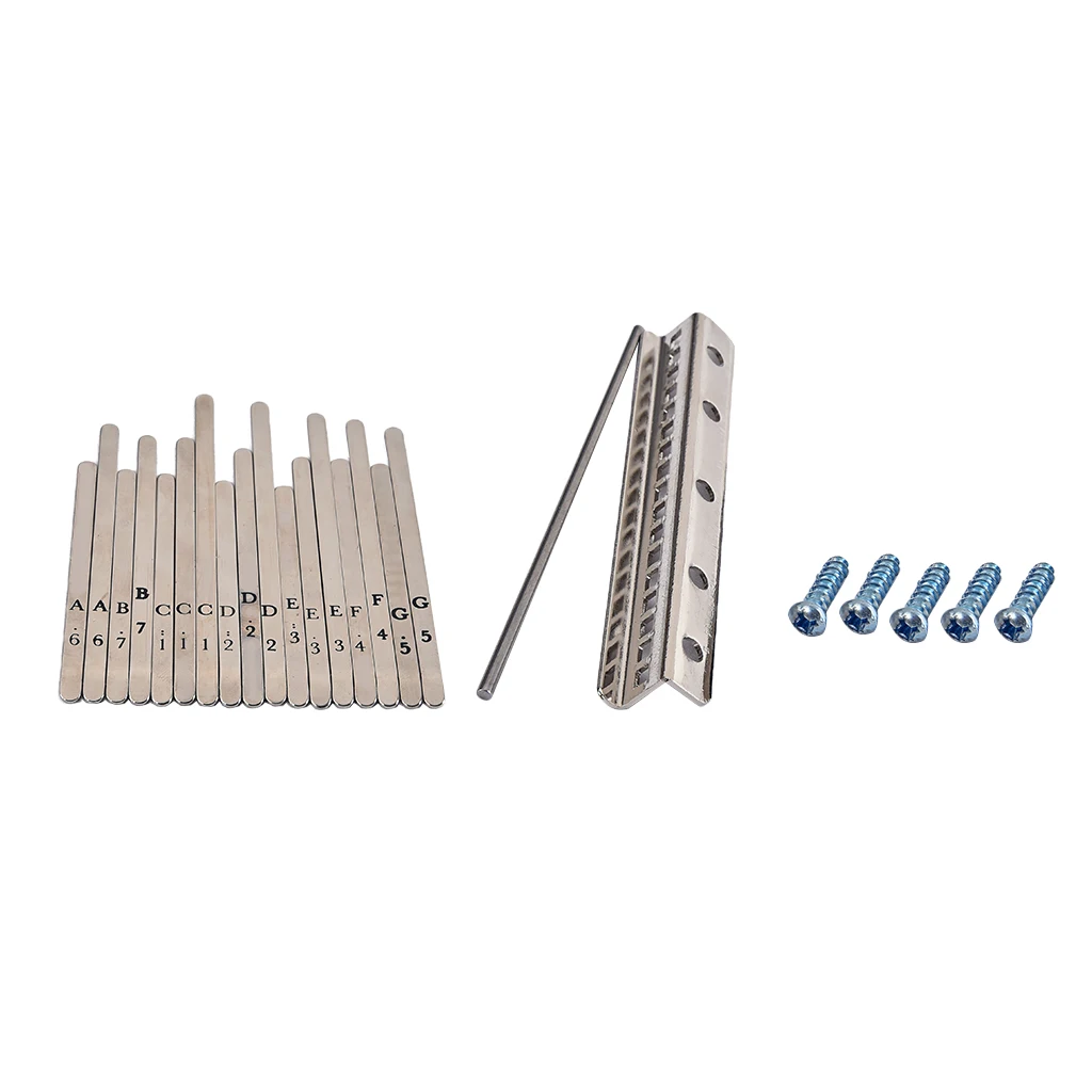 Tooyful Exquisite 1 Pack Stainless Steel Keys Kits Hardware for 17 Keys Thumb Piano Kalimba Replacement Parts DIY