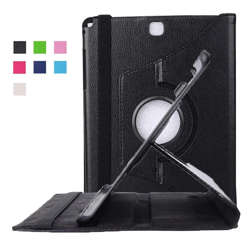 360 Rotation PU Case Tablet Smart Cover For Samsung Galaxy Tab A 9.7" T550 T555 Auto On Off Black Skin Slip Stand For T550 T555