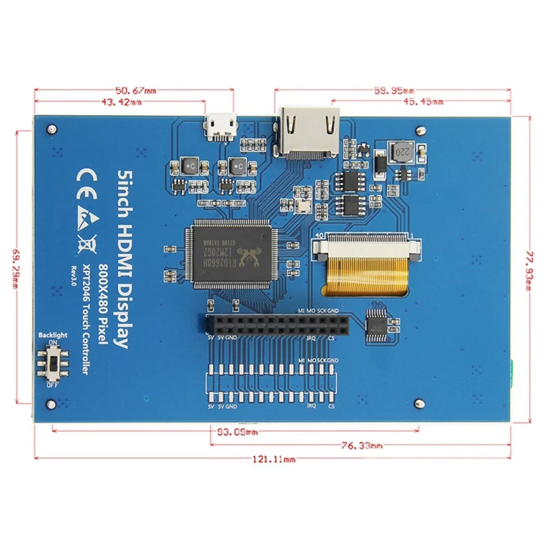 ABHU-5 дюймов ЖК HDMI пресс-экран дисплей TFT ЖК-панель модуль 800x480 для Raspberry Pi 4B Raspberry Pi 3 Model B/B