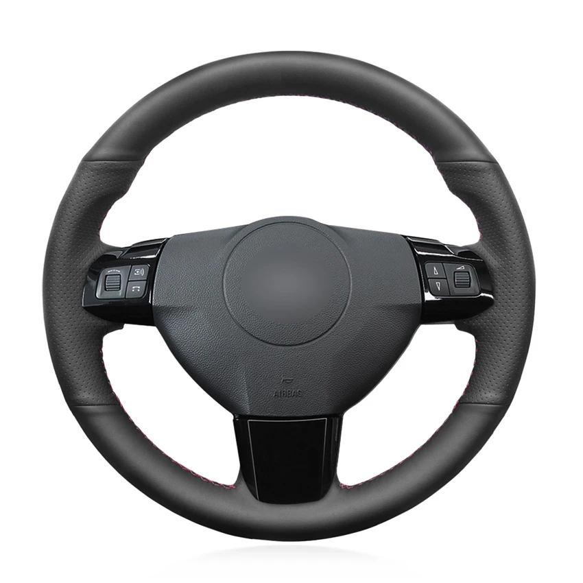 Hand stitched Black PU Faux Leather Car Steering Wheel Cover for Opel