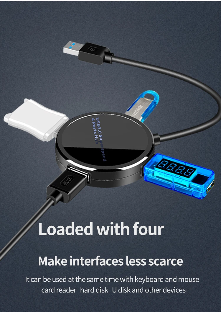 Концентратор USB 3,0 концентратор разветвитель несколько USB3.0 высокая скорость индикатор светильник 4 порта USB для нескольких устройств компьютер ноутбук