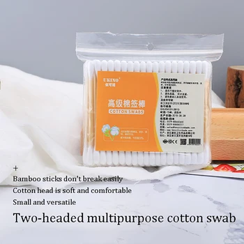 

Disposable Health Bamboo Stick Cotton Swabs 100 Sticks Double Head Cotton Swab Beauty Makeup Cotton Swab Sticks 100 Sticks