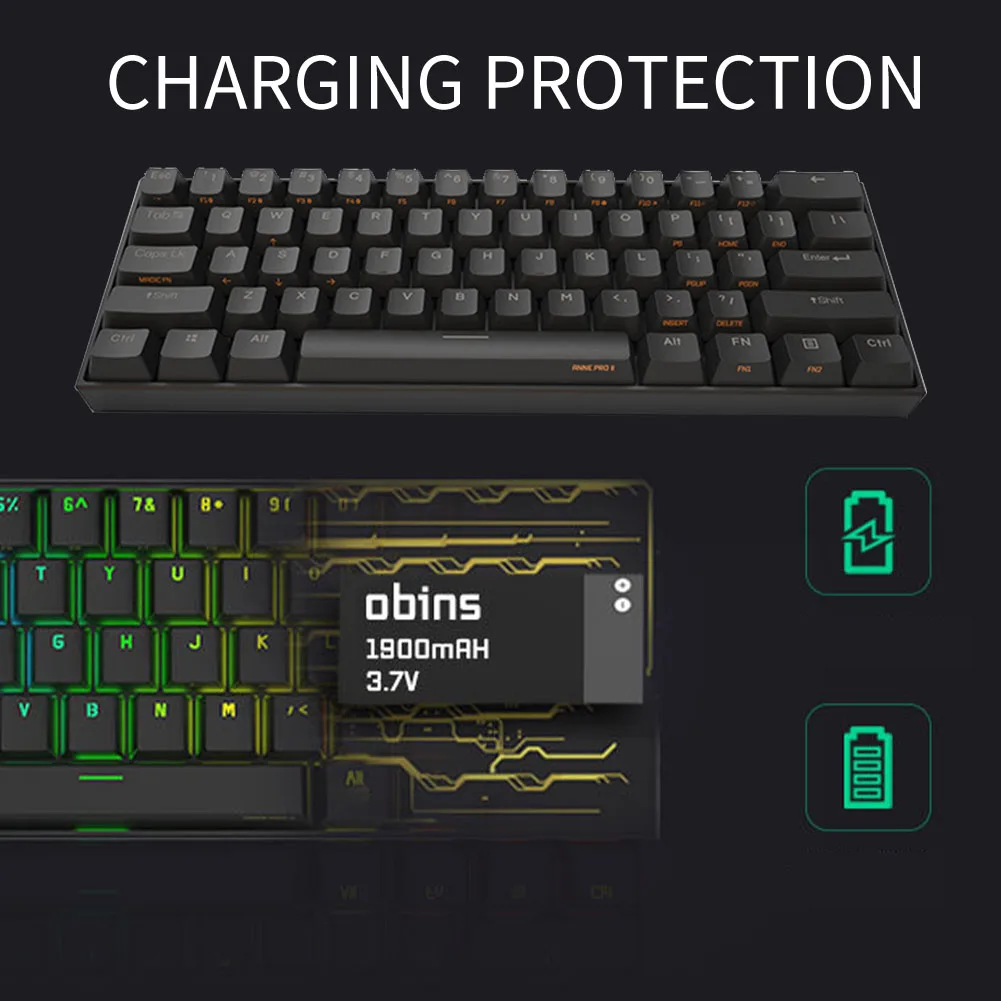 

61 Keys Accessory Portable Bluetooth 4.0 Notebook Wireless Backlit Gaming Dual Mode Laptop USB Mechanical Keyboard Type C Mini