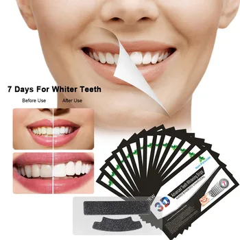 

14 Bags/Box Teeth Whitening Strips 3D Advanced Teeth Whitener Tooth Bleaching Strip Activated Charcoal Oral Hygiene Care Tool