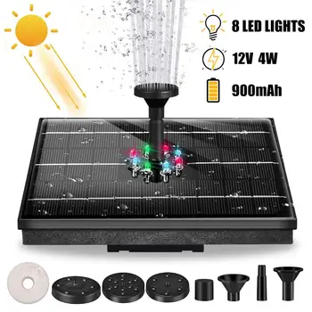 

2020 New 4W Solar Pump Waterproof Water Fountain With 8 LED Colorful Lights For Bird Bath Garden Pond Swimming Pool Decoration