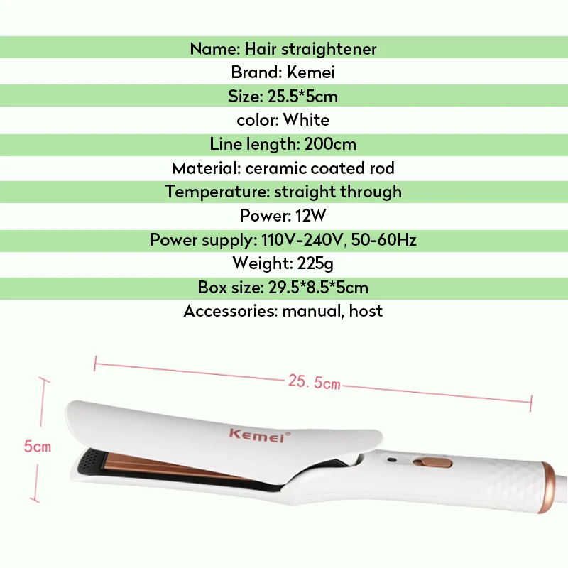 KEMEI KM-390 Новый профессиональный турмалиновый керамический нагревательный выпрямитель утюжок плоский утюжок выпрямитель для волос