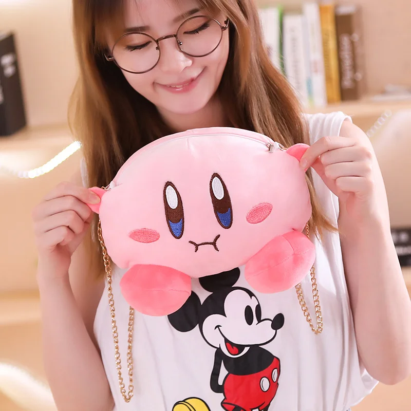 

2020 New Kawaii Kirby Star Plush Toy Messenger Bag Purse Kirby Plush Drawstring Pocket Plush Coin Bag Cartoon Plush Gift