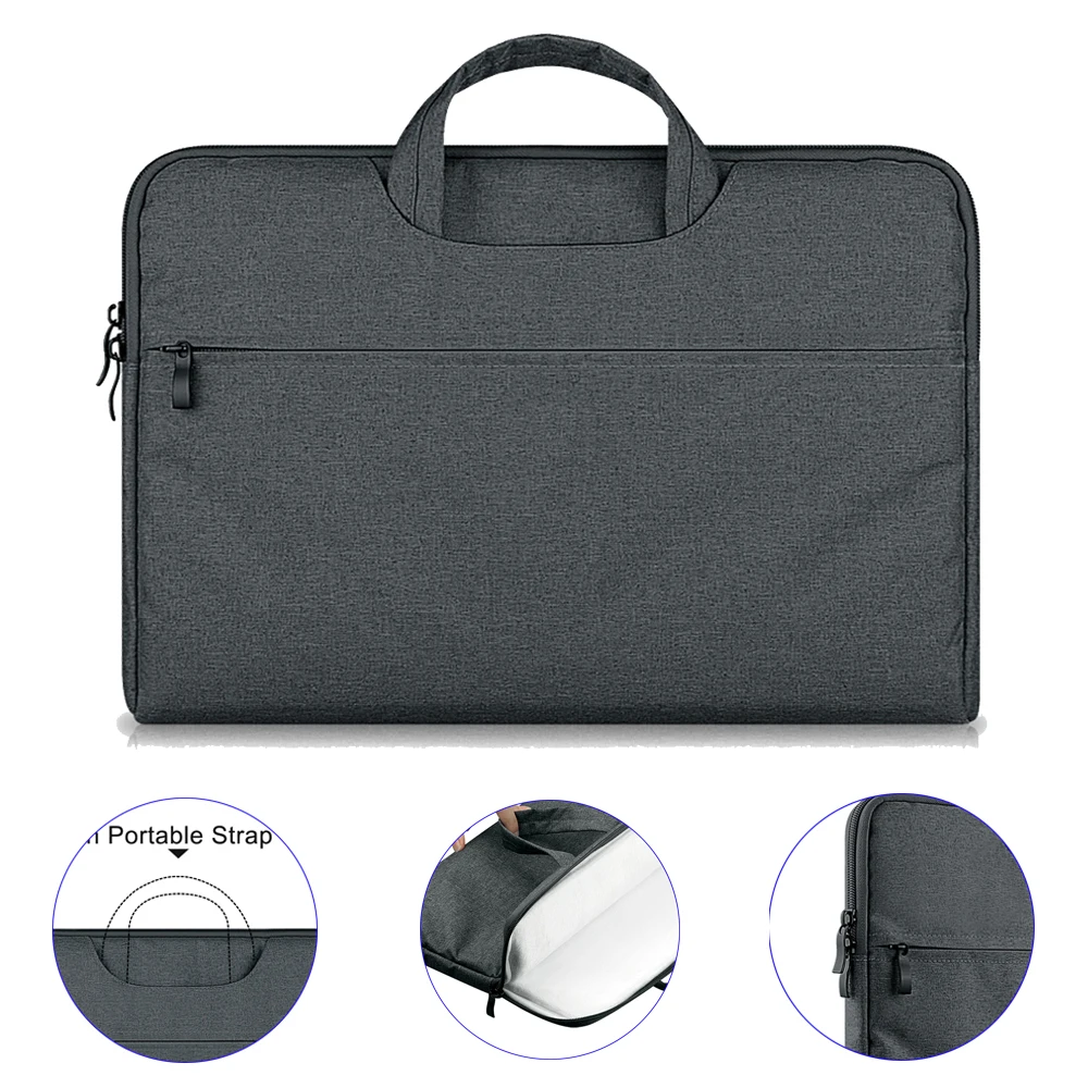 

Rainyear Laptop Bag Sleeve Handbag Case Thicken Notebook Carry Bag 11 13 14 15 15.6 inch For Macbook PC HP ASUS Acer Dark Grey