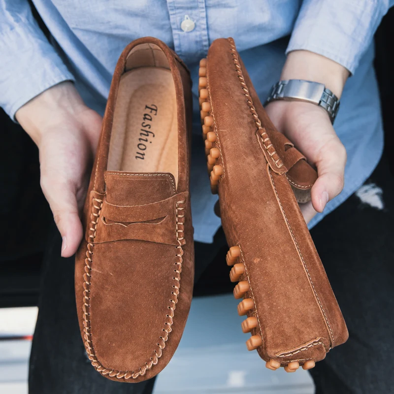 Fur Loafers Men Gommino Driving Shoes 