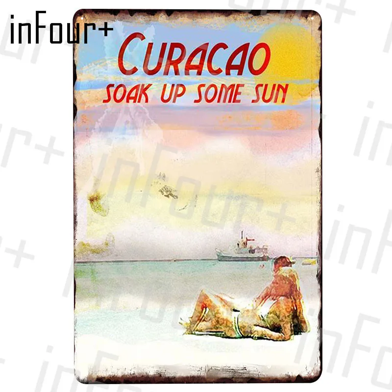 

Curacao Tin Sign Metal Plate Plaque Metal Vintage Decor Metal Sign Metal Poster Home Bar Pub Decoration Vintage Posters