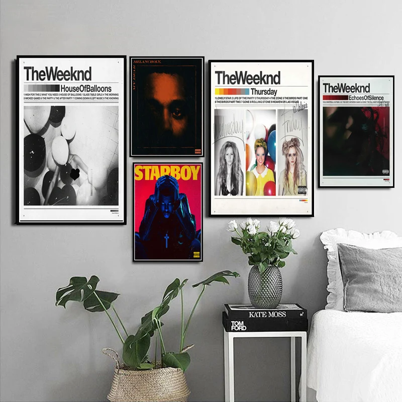 A estrela weeknd menino r & b casa balões rap música álbum quadros em tela cartazes e cópias quadros de parede para decoração sem moldura