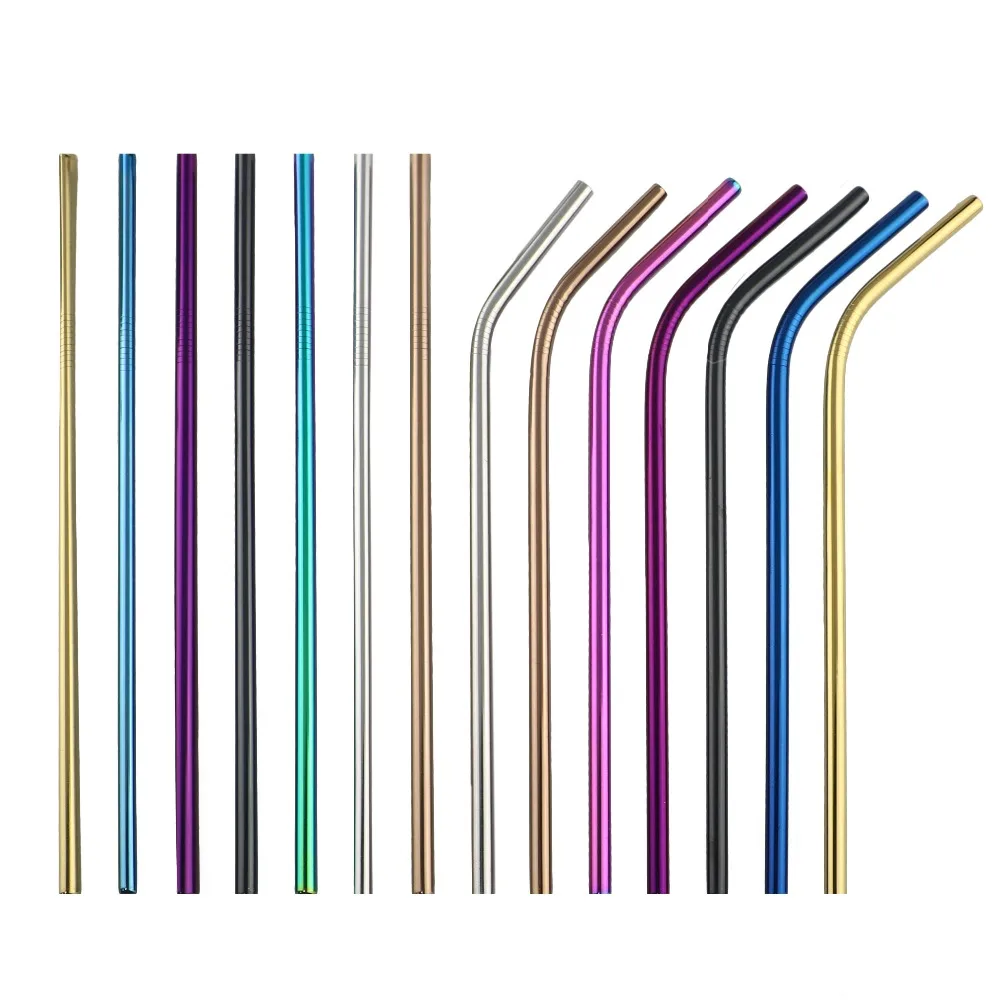 1/4/8pcs Metal Straw Set Reusable Straw 304 Stainless Steel Drinking with Brush Eco-Friendly Pink For Mugs 20/30oz drinking straws metal straw set straw cleaner brush