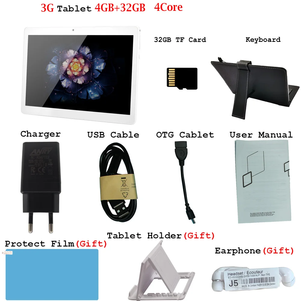 Add keyboard 32GB TF ANRY 10,1 дюймов планшетный компьютер MKT6580 четырехъядерный HD экран 4 Гб ОЗУ 32 Гб ПЗУ gps навигация Android 7,0 3G Вызов WiFi планшетный ПК - Комплект: Add keyboard 32GB TF