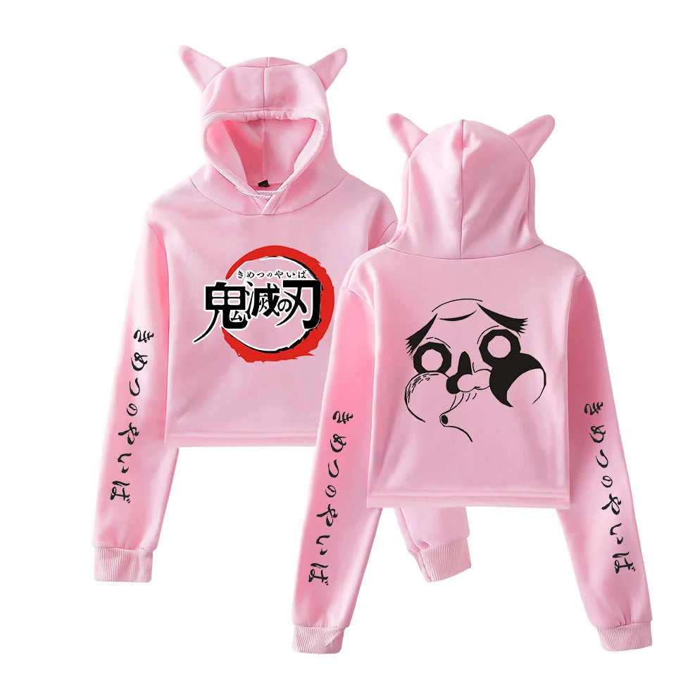 Новая модная Толстовка Kimetsu no Yaiba для женщин и девочек kamado nezuko с принтом укороченный пуловер толстовка с капюшоном XXS-XXL - Цвет: pink 4