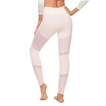 

splice Casual Slim fit Hip Quick drying Women Pink Mesh fitness High Waist Push Up Punk Leggins workout sport leggings pants