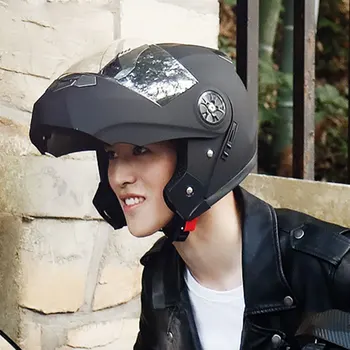 

Hot Flip Up Protective Motorbike Motorcycle Helmet Safety Double Mirror Head Guard Adjustable Bluetooth Audio Windproof Riding A