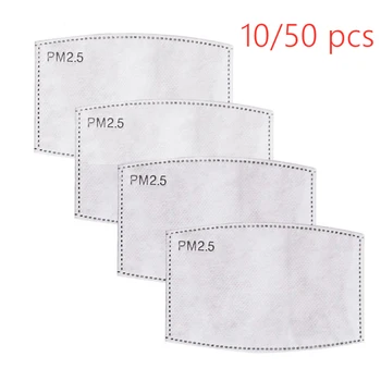 

10/50Pcs 5 Layers PM2.5 Activated Carbon Filter Insert Protective Filter Media Insert Replaceable for Mouth Mask Anti Dust Mask