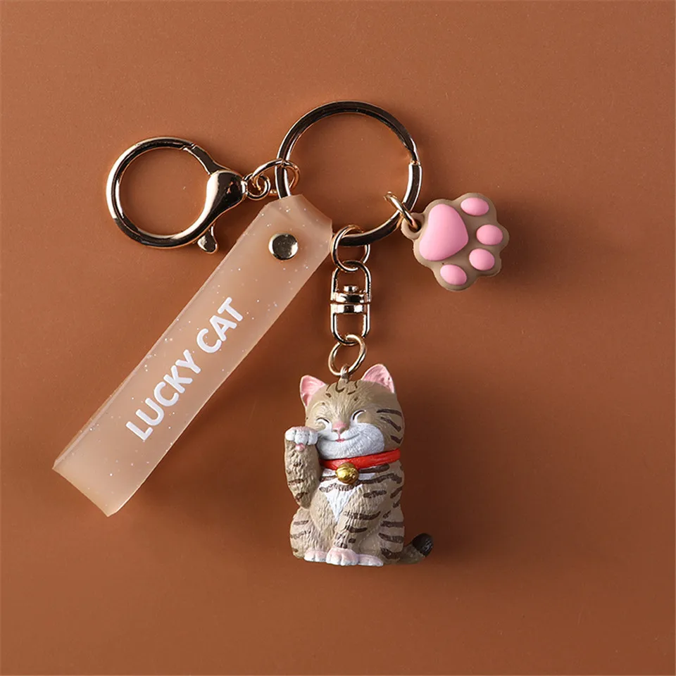 Unisex Printed Dog Cat Acrylic Keychain Key Ring Bag Purse Phone Charm Pendant 