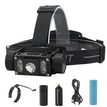 Lampe frontale multifonction, B50 L2 + 4xXPG2 1200LM, 6 Modes d'éclairage rotatif à 160 degrés, Type C, pour cyclisme en plein air et Camping