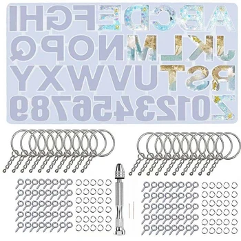 

Silicone Resin Mold,Back Alphanumeric Chain Resin Jewelry Mold with Key Chain Resin Drill Resin Casting Key Chain