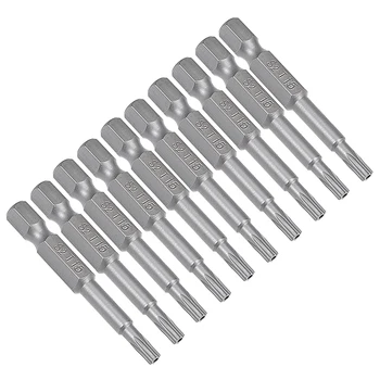 

uxcell 10 Pcs 1/4" Hex Shank T15 Magnetic Security Torx Screwdriver Bits 50mm Length