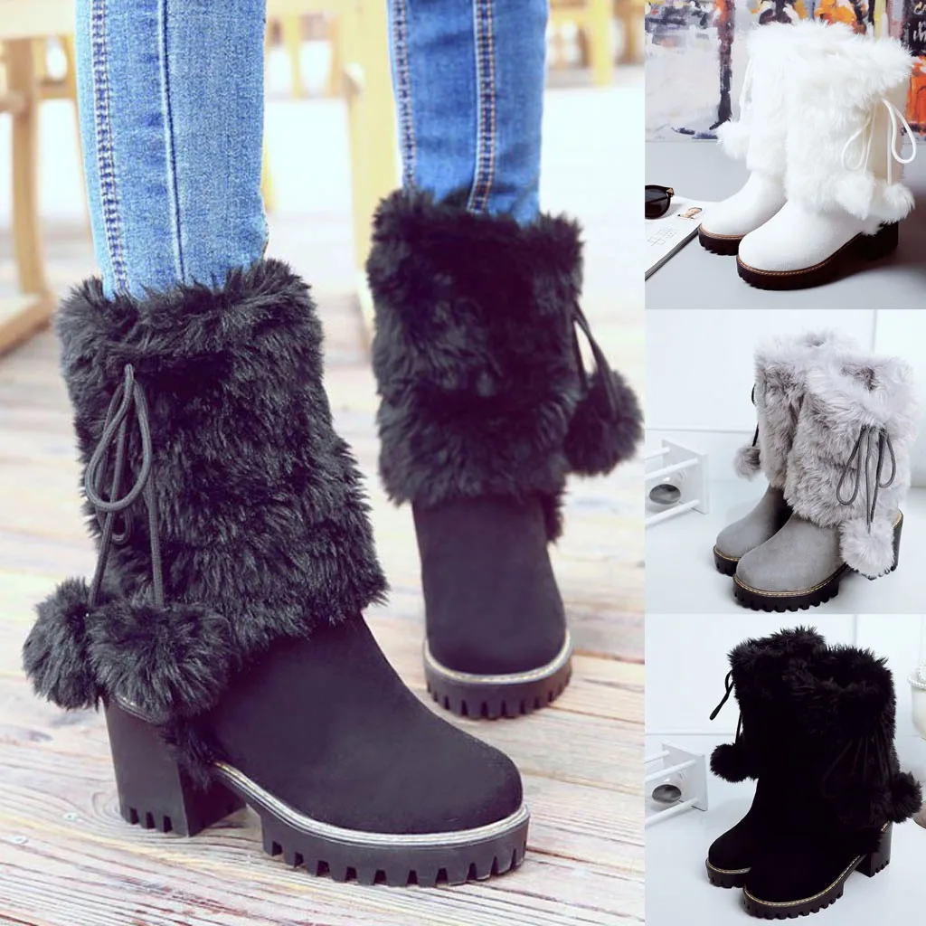 

2019 Winter boots High Women Snow Boots plush Warm shoes Plus size 35 to big 42 easy wear girl white zip shoes female hot boots