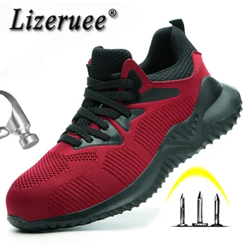 

Safety Shoes Boots For Men Male Autumn Breathable Work Shoes Steel Toe Indestructible Safety Work Boots Sneakers Shoes For Men