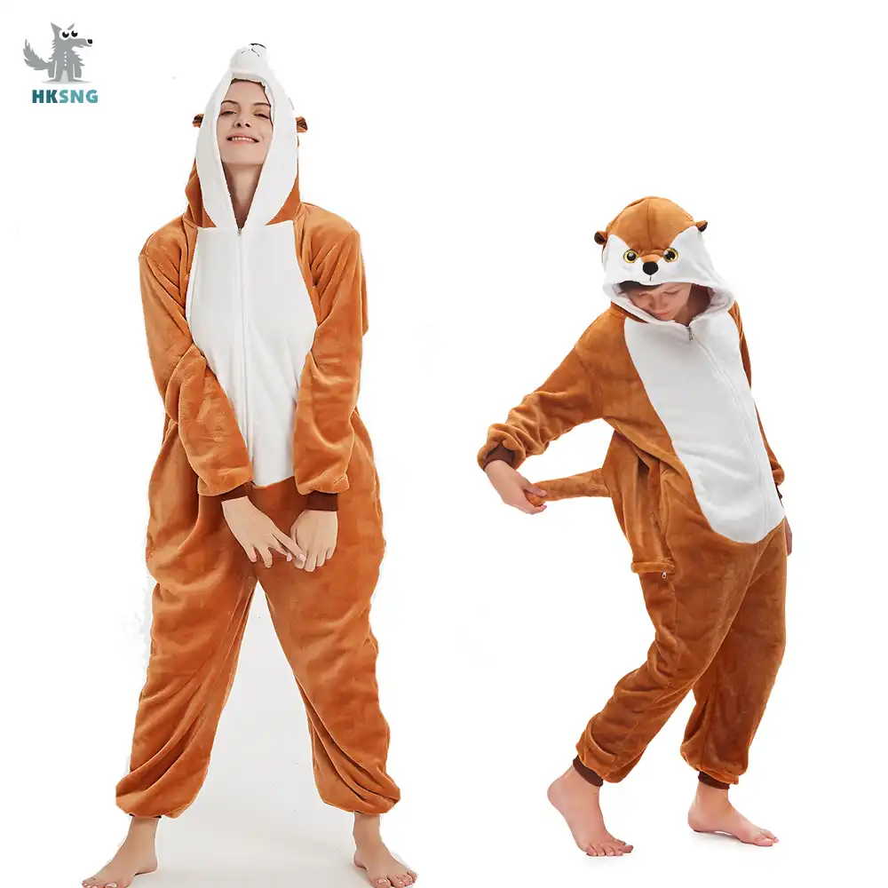 Flannel Adult Kigurumi Brown Fox Onesie Cartoon Pajama Animal Halloween Party Costume Jumpsuits Hooded Pyjamas Suit Outfit Aliexpress