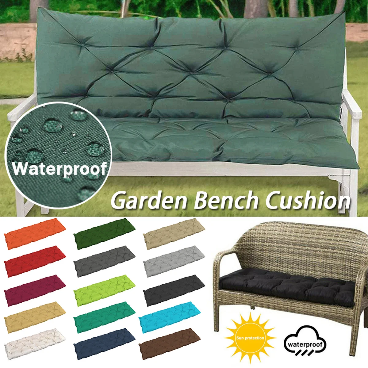  Outdoor/Indoor Bench Cushion with Backrest, 2 or 3 Seater  Garden Swing Chair Cushions Soft Thick Comfy Bench Pads Lounger Replacement  Seat Mat with Pillow for Garden Furniture Patio : Patio, Lawn