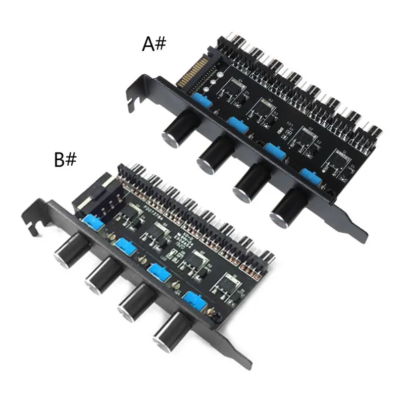 PC PC 8 Channels Fan Hub 4 Knob Cooling Fan Speed Controller for CPU Case HDD 3