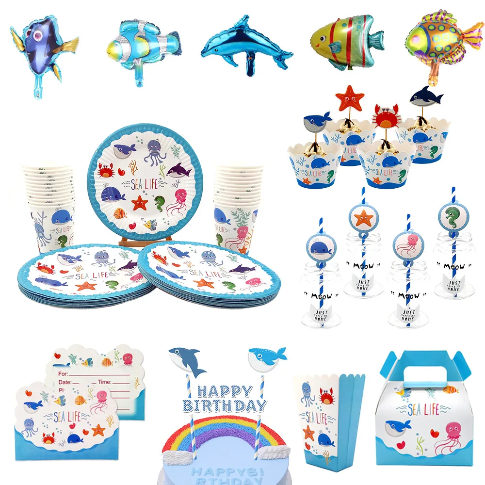 For Kid Birthday Sea Life Marine Animal Party Supplies Disposable