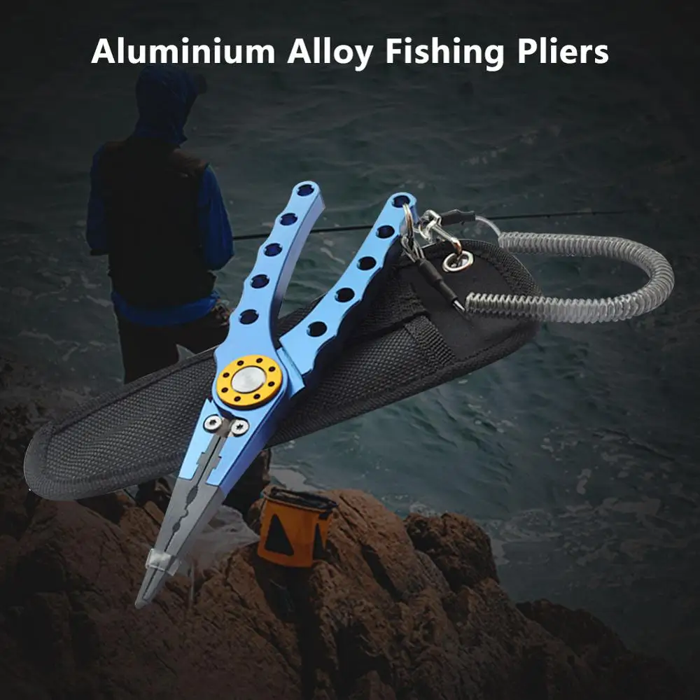 

Fishing Tools Line Cutter Multifunctional Knot Aluminum Fishing Pliers Hook Saltwater Aviation Aluminum With Sheath And Lanyard