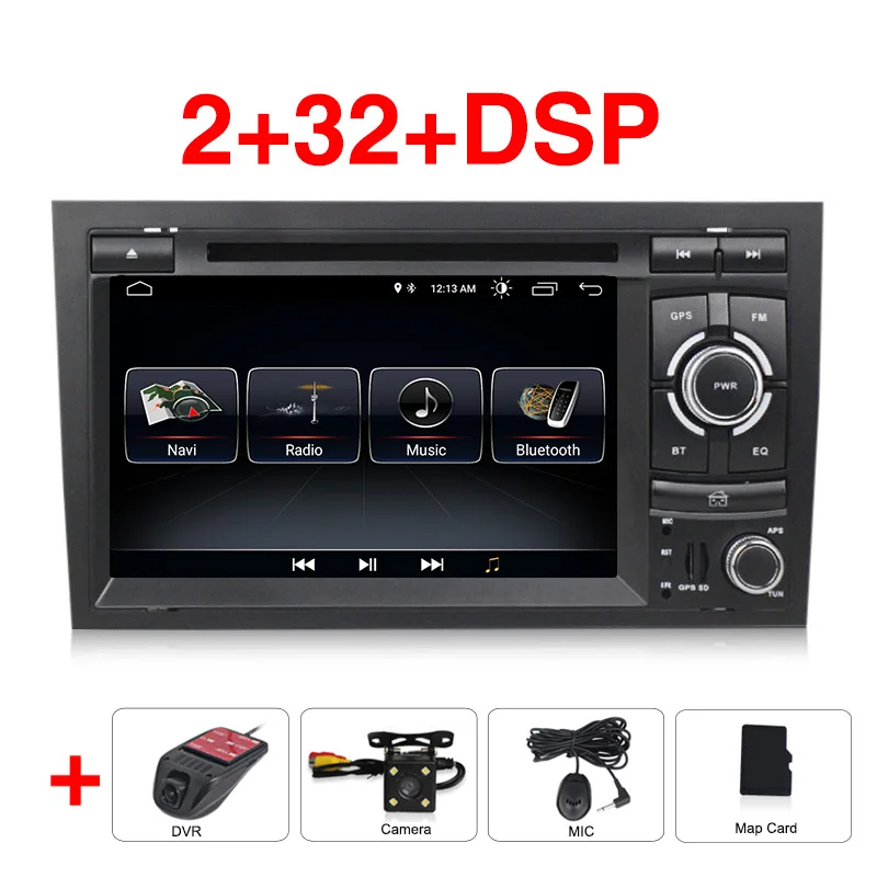 Android 9 четырехъядерный Автомобильный мультимедийный dvd-плеер для Audi A4 S4 RS4 2002-2008 с canbus wifi BT Радио Стерео DAB - Цвет: add DVR
