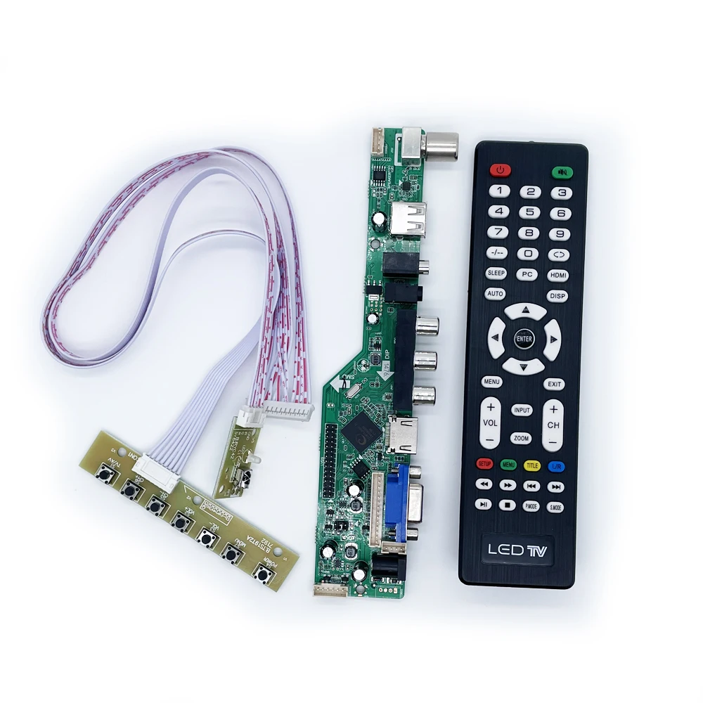 Universal Lcd Led tv Controlador Driver Board Vga Hd-mi Usb tv Placa-mãe Sinal Analógico 1542 Polegada V53