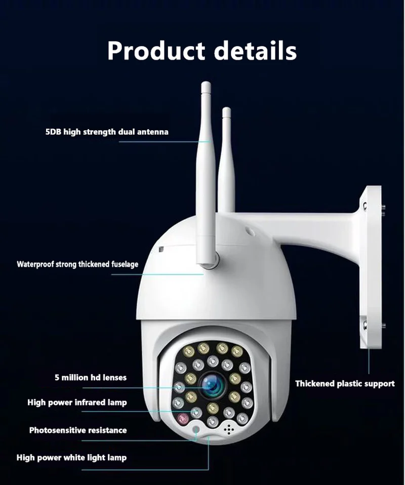 Камера наружная скоростная купольная 1080P PTZ 5 МП Wi Fi|Камеры видеонаблюдения| |