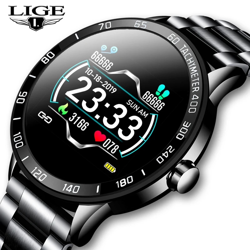 LIGE 2020 новые мужские умные часы водонепроницаемые спортивные пульсометр