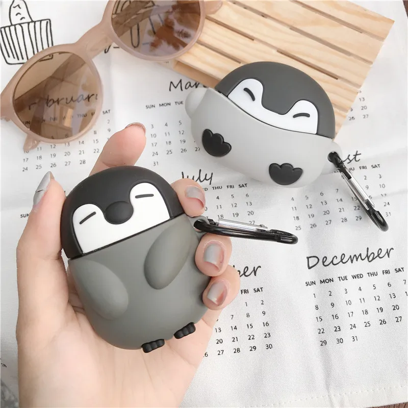 3D чехол для наушников с рисунком пингвина Airpods Pro мягкий силиконовый милый