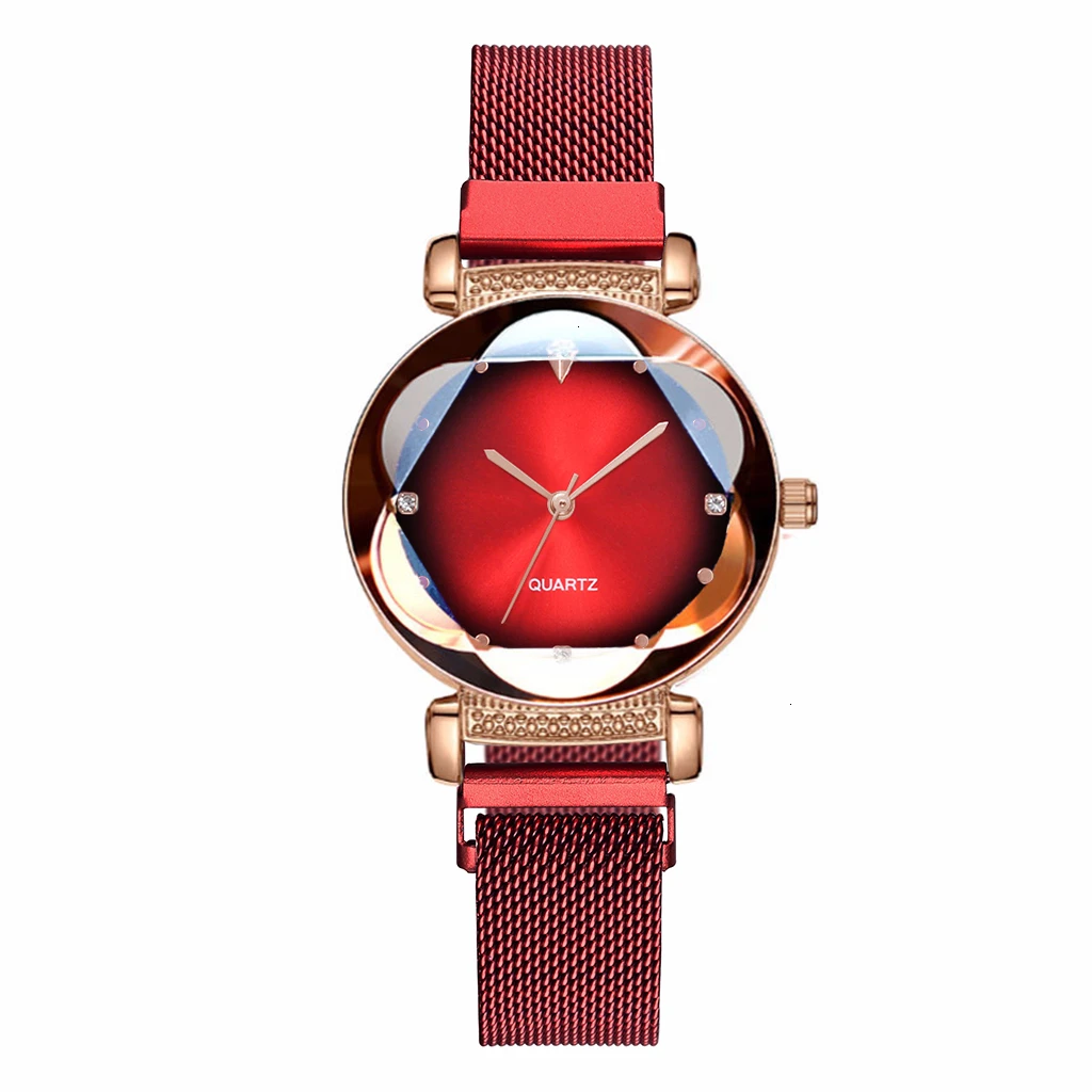 Лидер продаж женские часы с магнитной пряжкой градиентного цвета роскошные женские модные наручные часы для подарка - Цвет: red