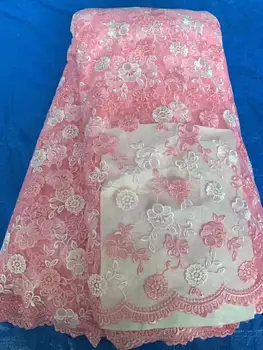 

African Lace Embroidered Nigerian Lace Fabric High Quality French Mesh Lace Fabric Sky Blue White Purple Red Green Pink 5 Yards