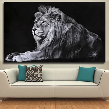 

DDHH Large Size Modern Animal Picture Wall Art Canvas Prints Lion Oil Pictures Posters for Living Room Decor No Frame